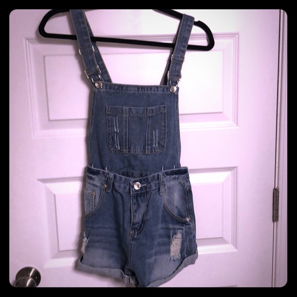Distressed Jean Overalls (Size Small) - Picture 1 of 7